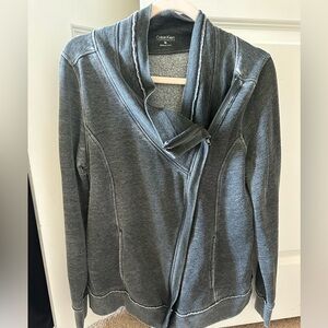 Dark Gray Zip-Front Women's Sweater Jacket